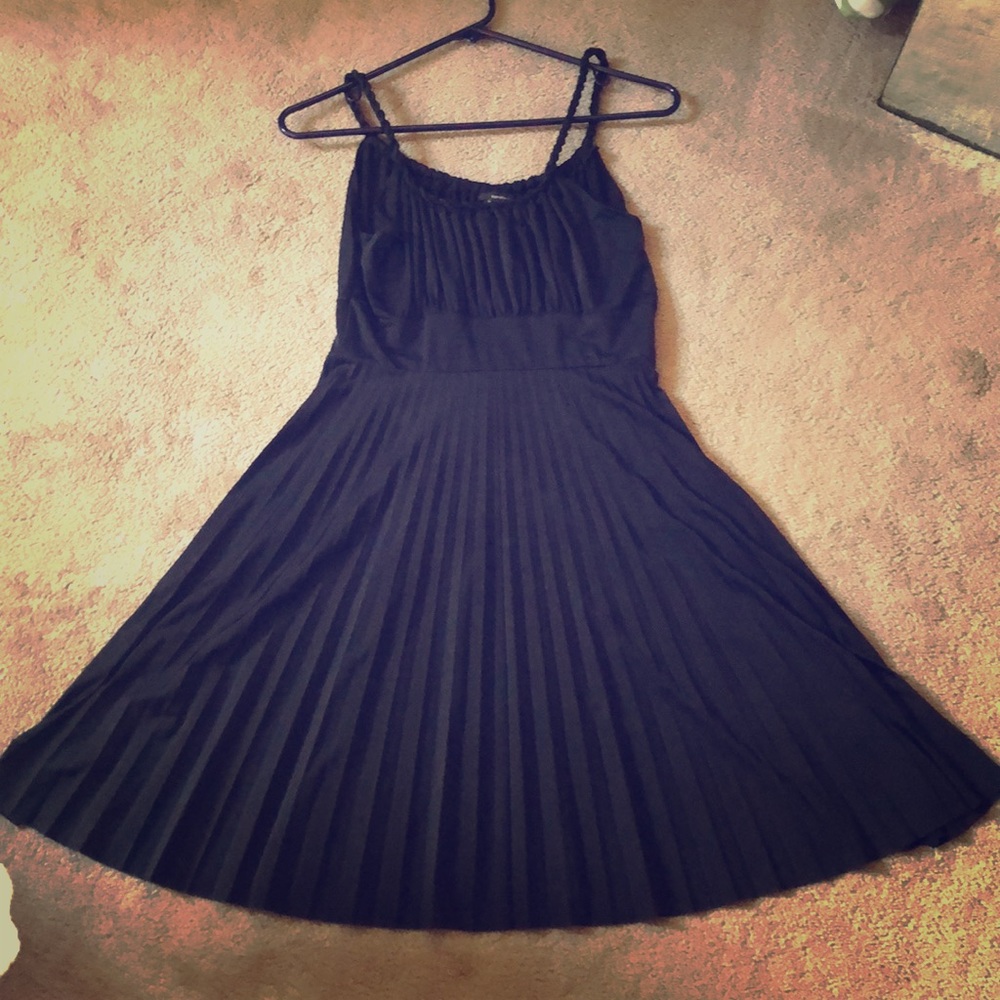 Black swingy cocktail dress with braided straps